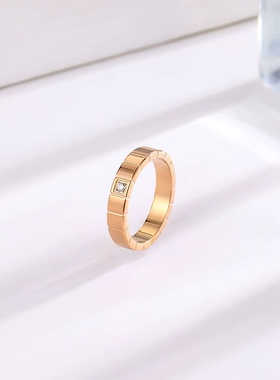 垂涎黄星邱鼎杰花咏求婚同款戒指小冰块镶钻钛钢素圈指环情侣对戒