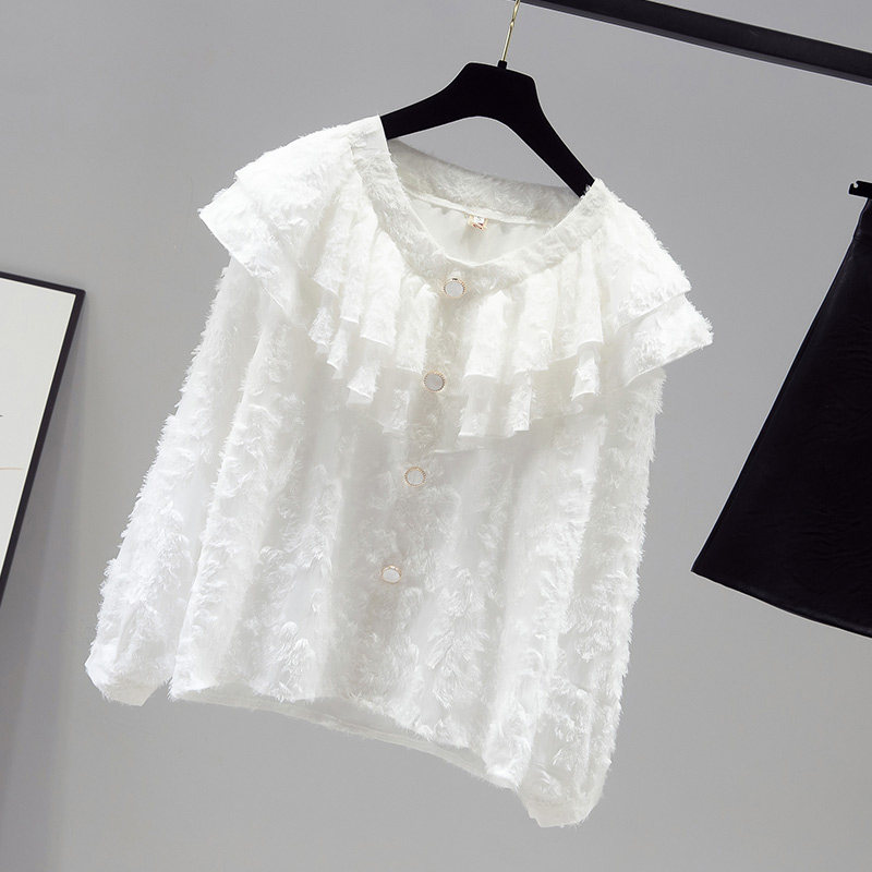 雪纺上衣服白衬衫秋装2020年打底衫 saronala莎欧娜拉蕾丝衫/雪纺衫