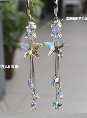 子徐韩版纯银奥地利水晶女耳环