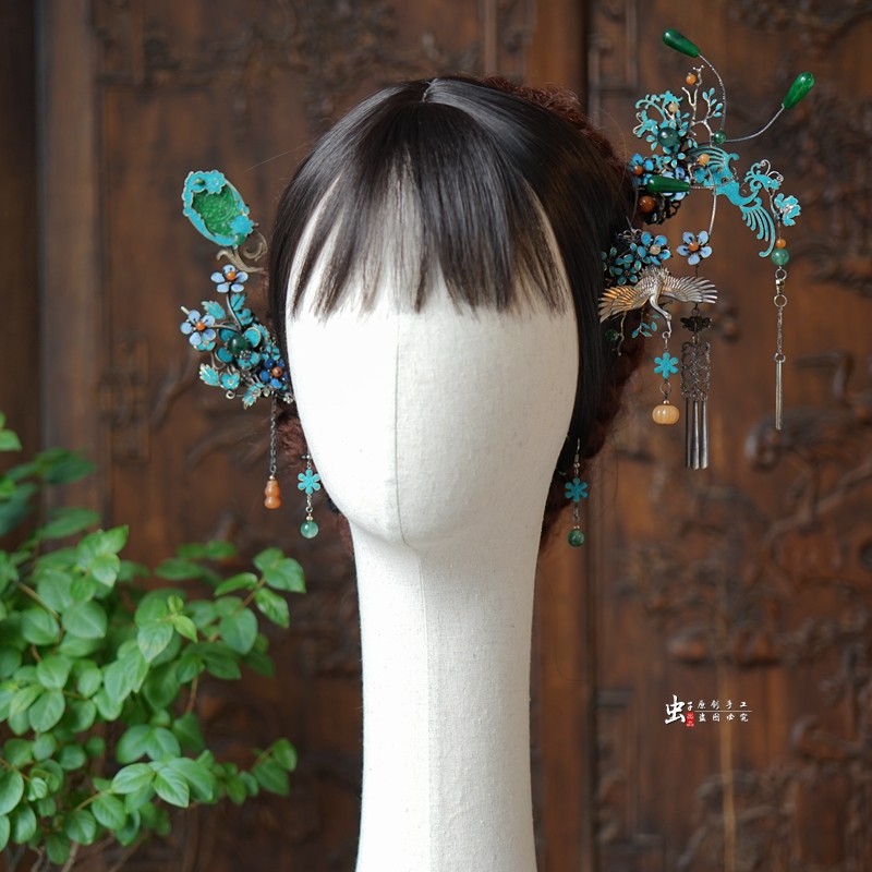 虫子家 清代古董发簪仿老银点翠色 国风配饰清汉女新娘马面裙2787,淘宝优惠券,粉丝福利购,淘宝优惠卷