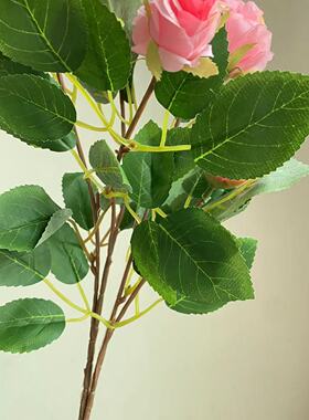 仿真5头茶花杜鹃花月季花玫瑰花居家摆放假花塑料花绢花餐桌摆件