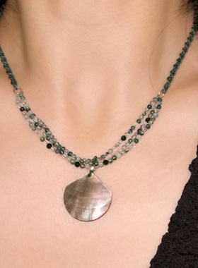 复古新中式森林绿玛瑙扭结项链