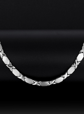 高档磁石项链男时尚潮流行百搭纯钛钢磁疗助睡眠能量项圈女不掉色