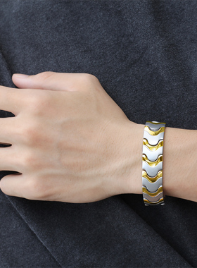 时尚风钛钢宽版型男热门兄弟手链