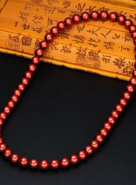 稀土永磁项链男女强磁石艾灸石圆珠助睡眠墨绿保健康养生链不掉色