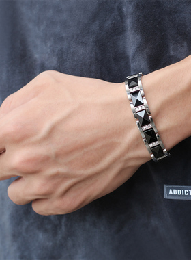 时尚个性风镶钻钨钢锗石兄弟手链