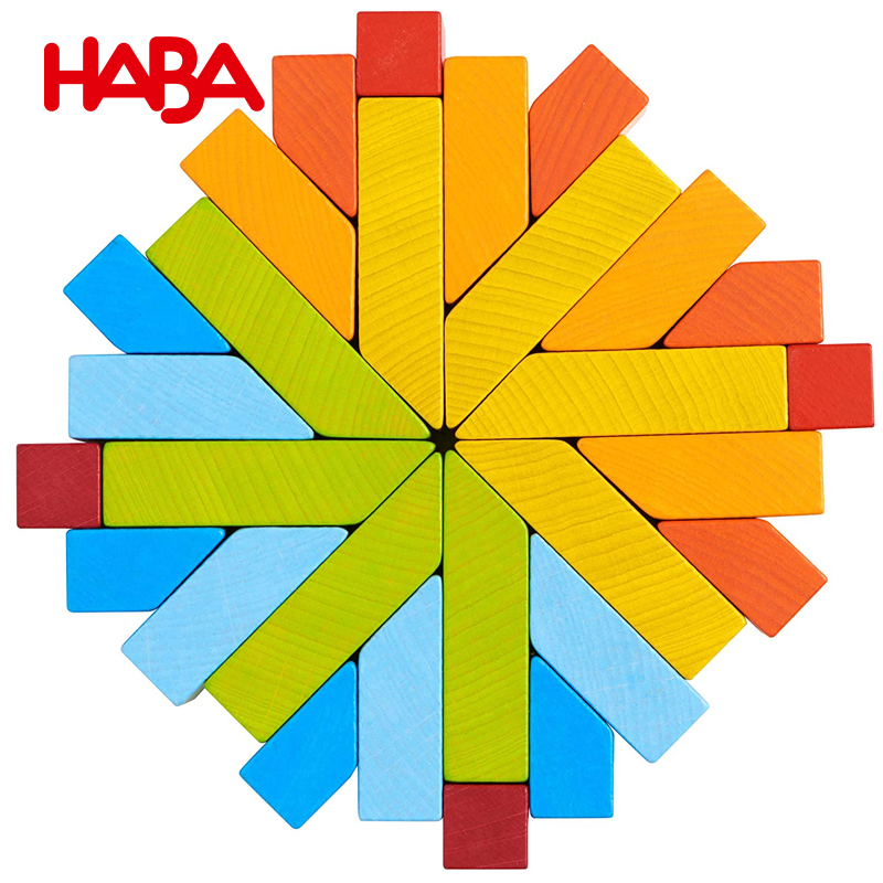 haba3d原装进口创意石积木三维建构形状建筑造型木质玩具28块 - 图3