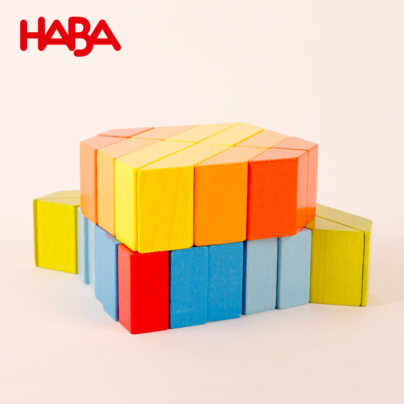 haba3d原装进口创意石积木三维建构形状建筑造型木质玩具28块-图1