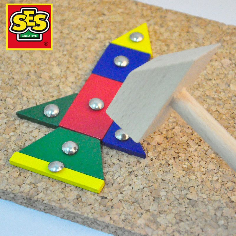 儿童敲钉子游戏荷兰进口SES小工匠软木钉板3D立体拼图幼儿园玩具-图1