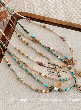 绿松石水晶串珠项链女2025新款