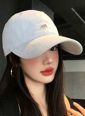 韩系刺绣小狐狸浅蓝色棒球帽女款