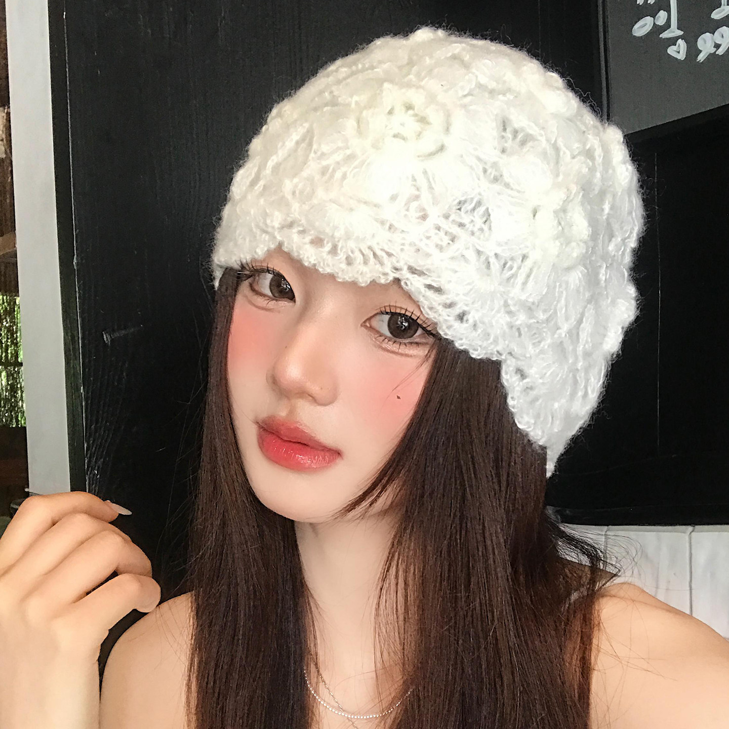 手工钩花编织镂空包头帽女秋冬季大头围保暖冷帽日系文艺针织帽子,淘宝优惠券,粉丝福利购,淘宝优惠卷