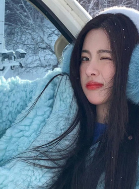 杨超越同款蓝色仿兔毛绒耳罩女