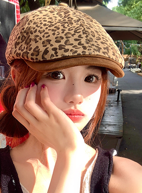 美式复古街头豹纹夏季前进帽女
