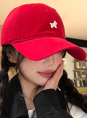 韩版刺绣小马红色棒球帽女本命年