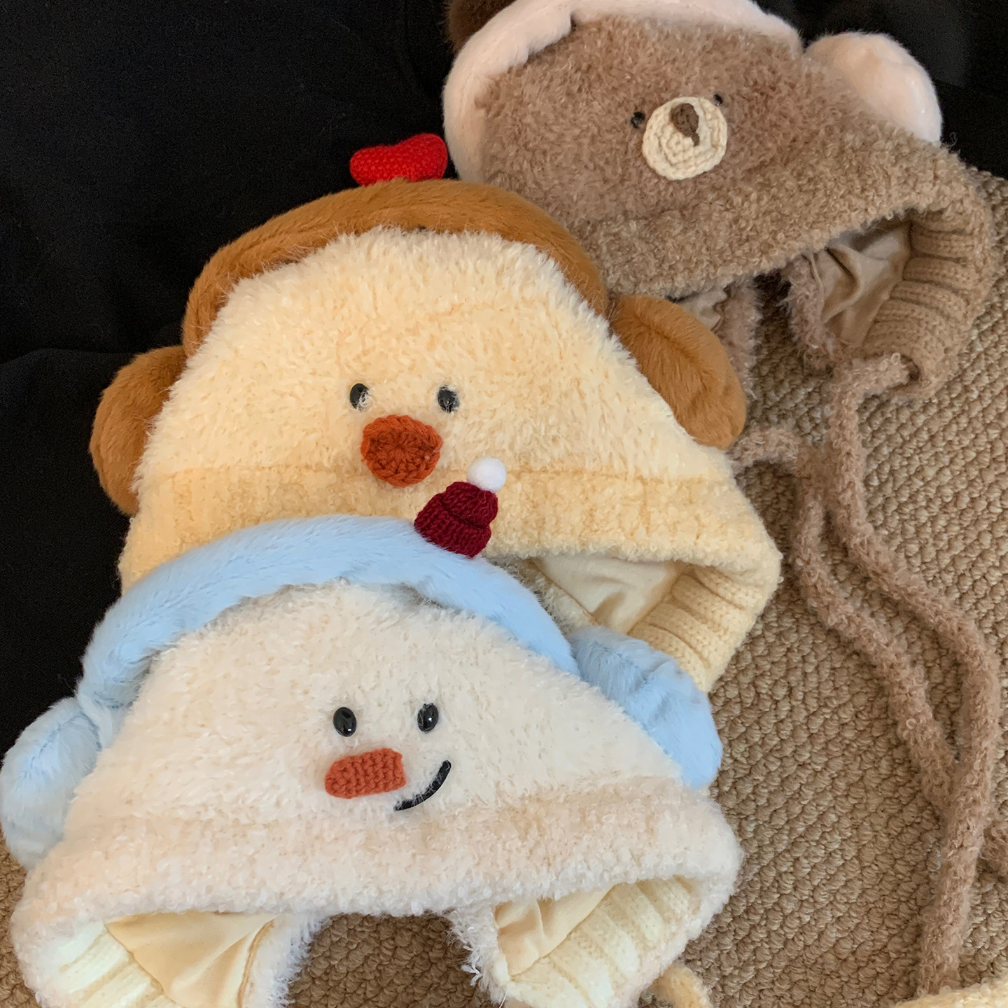 可爱毛绒卡通雪人针织雷锋帽子女秋冬大头围保暖毛线帽护耳套头帽,淘宝优惠券,粉丝福利购,淘宝优惠卷