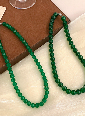 新中式绿翡翠串珠手链女款高级感