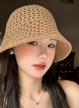 镂空编织渔夫帽女夏薄款透气遮阳