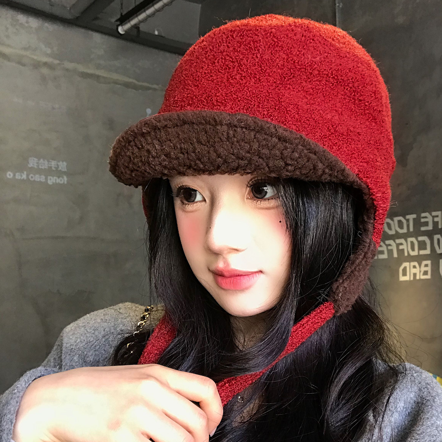 韩系红色羊羔毛雷锋帽女冬季加厚骑行保暖毛绒护耳帽子防寒飞行帽,淘宝优惠券,粉丝福利购,淘宝优惠卷