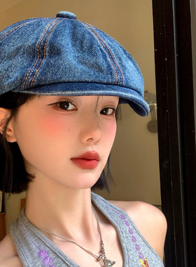 做旧牛仔前进帽女复古百搭显脸小