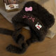 Cute bear ears cat bow plush hat for women