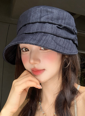 复古褶皱马术帽日系文艺显脸小
