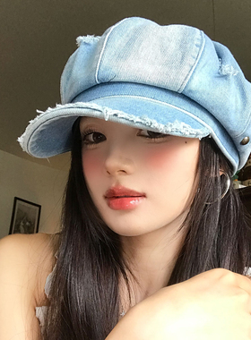 复古水洗牛仔八角帽女2026春夏新
