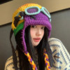 Tan Jianci's same style cute and funny woolen hat for women in autumn and winter