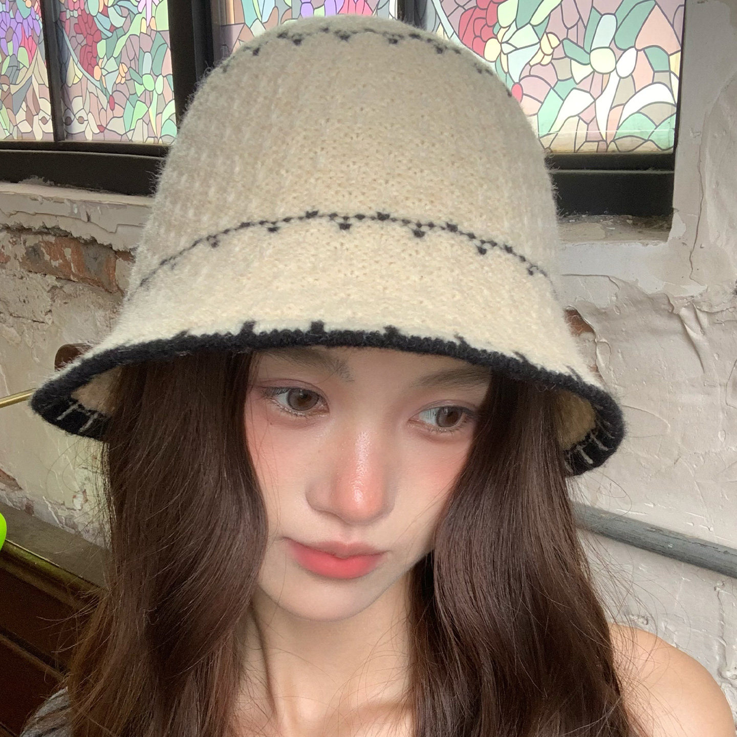 高级感条纹针织渔夫帽女冬显脸小盆帽大头围韩系休闲毛线水桶帽子,淘宝优惠券,粉丝福利购,淘宝优惠卷