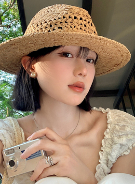 复古巴拿马风编织草帽女2026新款