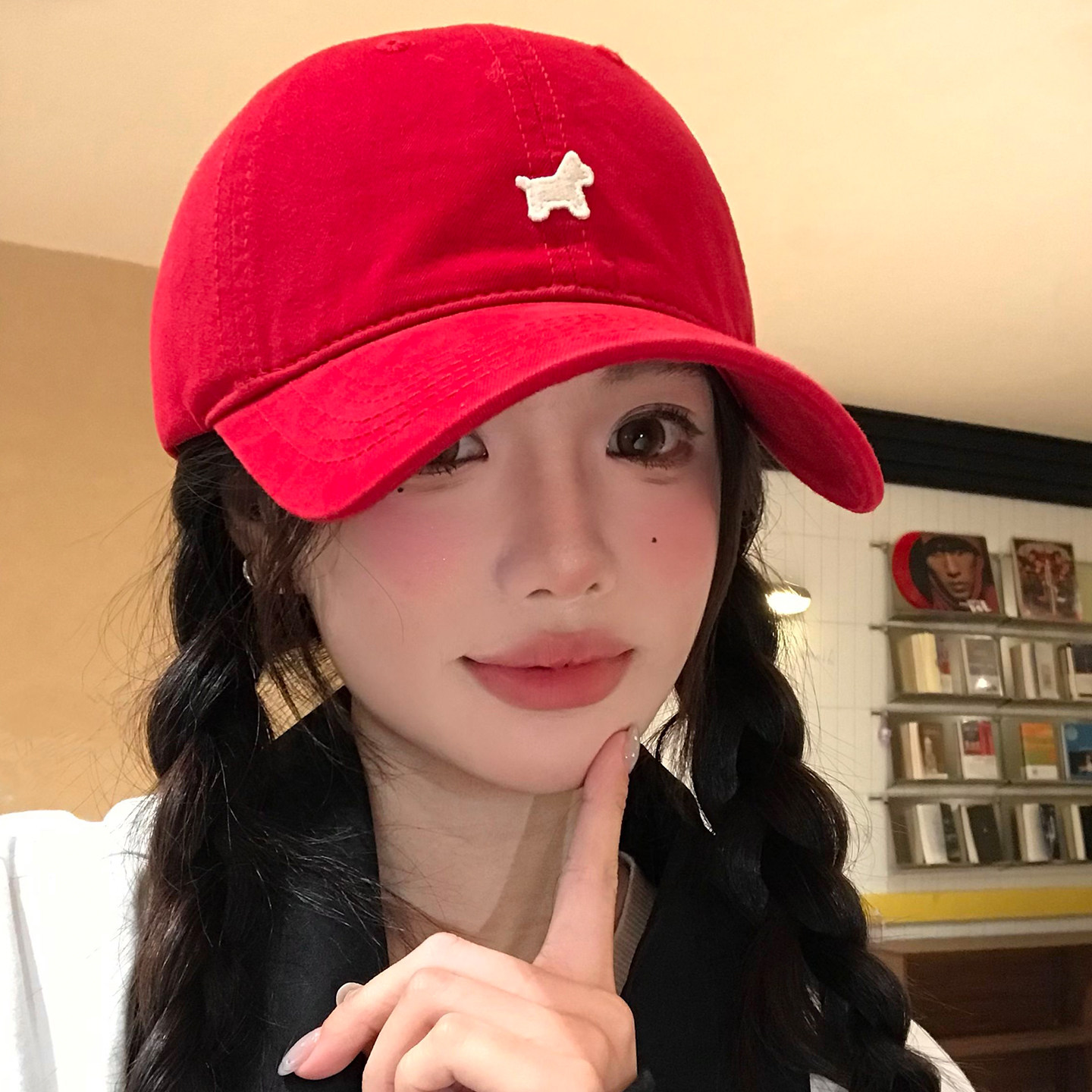 韩版刺绣小马红色棒球帽女生本命年宽帽檐大脸显脸小新款鸭舌帽子,淘宝优惠券,粉丝福利购,淘宝优惠卷