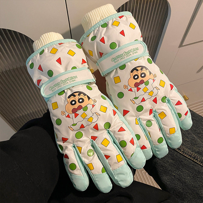 蜡笔小新滑雪手套女2025年秋冬季加厚加绒保暖防寒可触屏户外骑行,淘宝优惠券,粉丝福利购,淘宝优惠卷