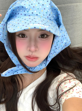 韩系星星黄色头巾帽女春夏宽帽檐