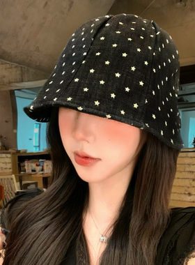 韩系星星印花渔夫帽女夏季百搭