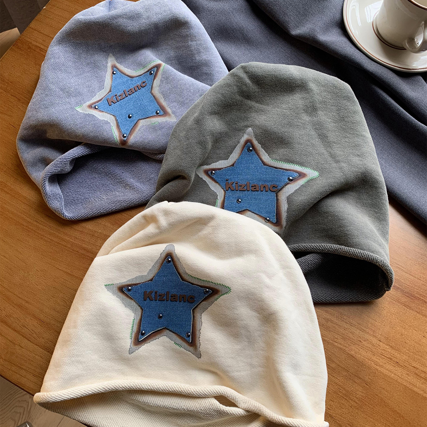 美式复古星星山系冷帽女秋冬季大头围堆堆帽显脸小月子帽包头帽子 - 图3