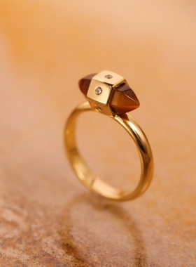 法式复古虎眼石戒指薾曼小众设计