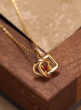 Springmount原创方圆石榴石项链