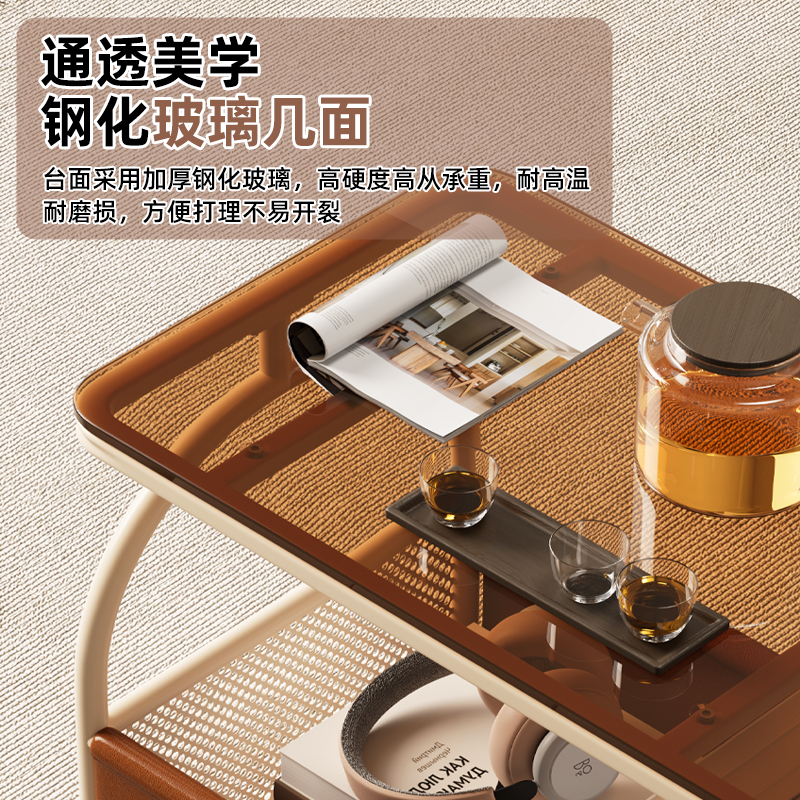 边几可移动小桌子客厅家用侧边柜零食推车餐车收纳沙发储物置物架 - 图0