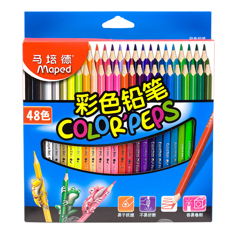 Maped马培德48色彩色铅笔36色油性彩铅素描填色套装三角笔杆24色水溶笔儿童成人绘画美术用品水溶性彩色铅笔 - 图1