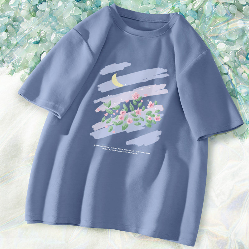 墨绿色短袖纯棉夏装2022年新款t恤 歌喜T恤