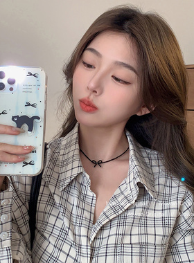 甜酷珍珠蝴蝶结串珠项链