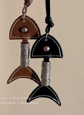 新中式鱼骨皮革小众项链