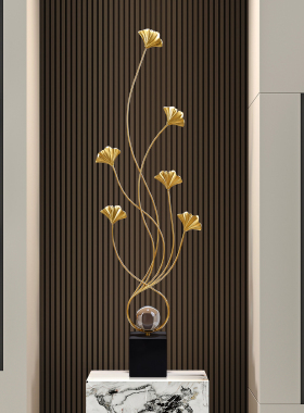 银杏叶入户玄关装饰摆件轻奢高档