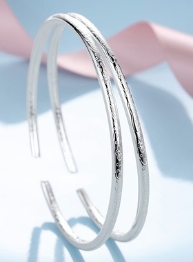 时尚风情侣开口韩版银手镯送妈妈