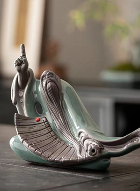 陶瓷老子人物摆件新中式禅意家居客厅博古架书房办公室装饰品