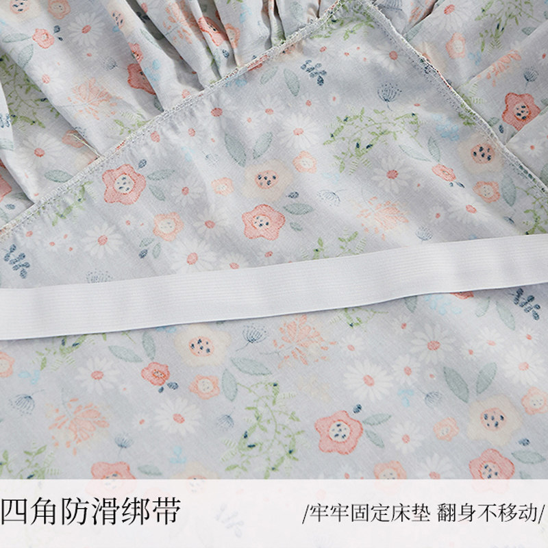 全棉韩版床裙式床罩单件纯棉蕾丝公主风荷叶花边1.8x2.0m双人床套,淘宝优惠券,粉丝福利购,淘宝优惠卷