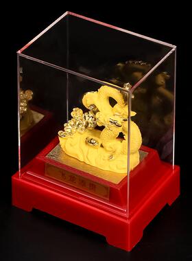 2026马年属鼠人吉祥物祥龙护塔绒沙金摆件办公室客厅招财摆设