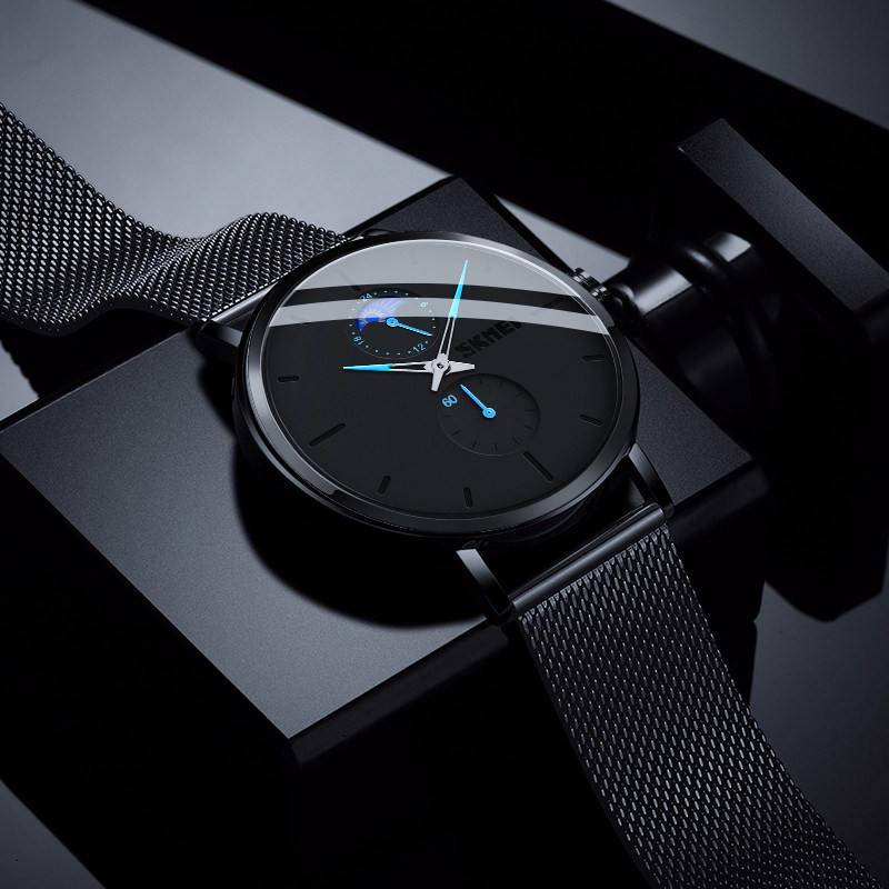 时刻美男士机械超薄简约防水石英表 skmei博之轮国产腕表