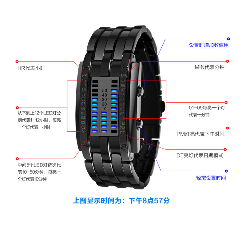 时刻美韩版创意led个性情侣电子表 skmei博之轮国产腕表