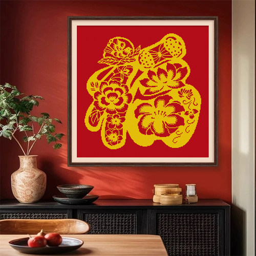 春天十字绣2026新款线绣福字窗花小幅简单客厅餐厅卧室手工自己绣 - 图1